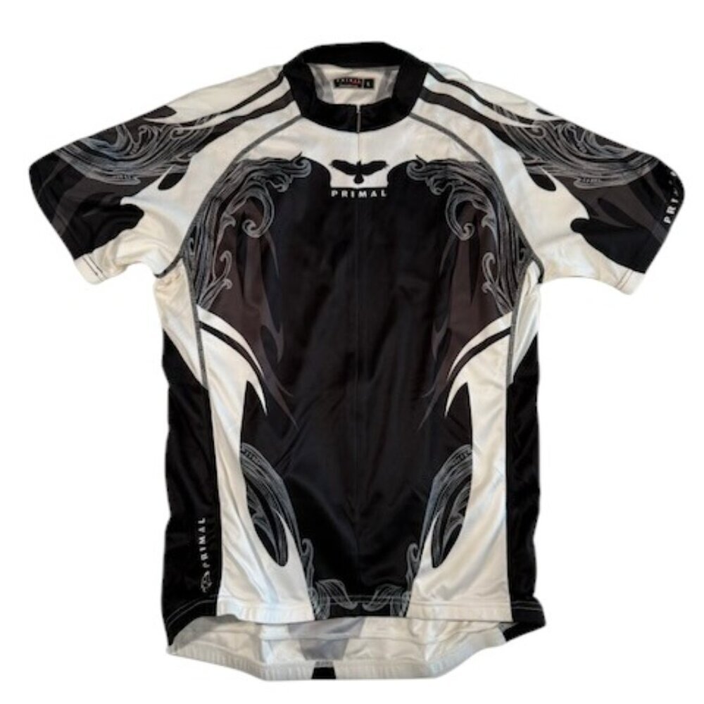 PRIMAL Short Sleeve 3/4 Zip Cycling Jersey Shirt Black Gray Large - Picture 3 of 5